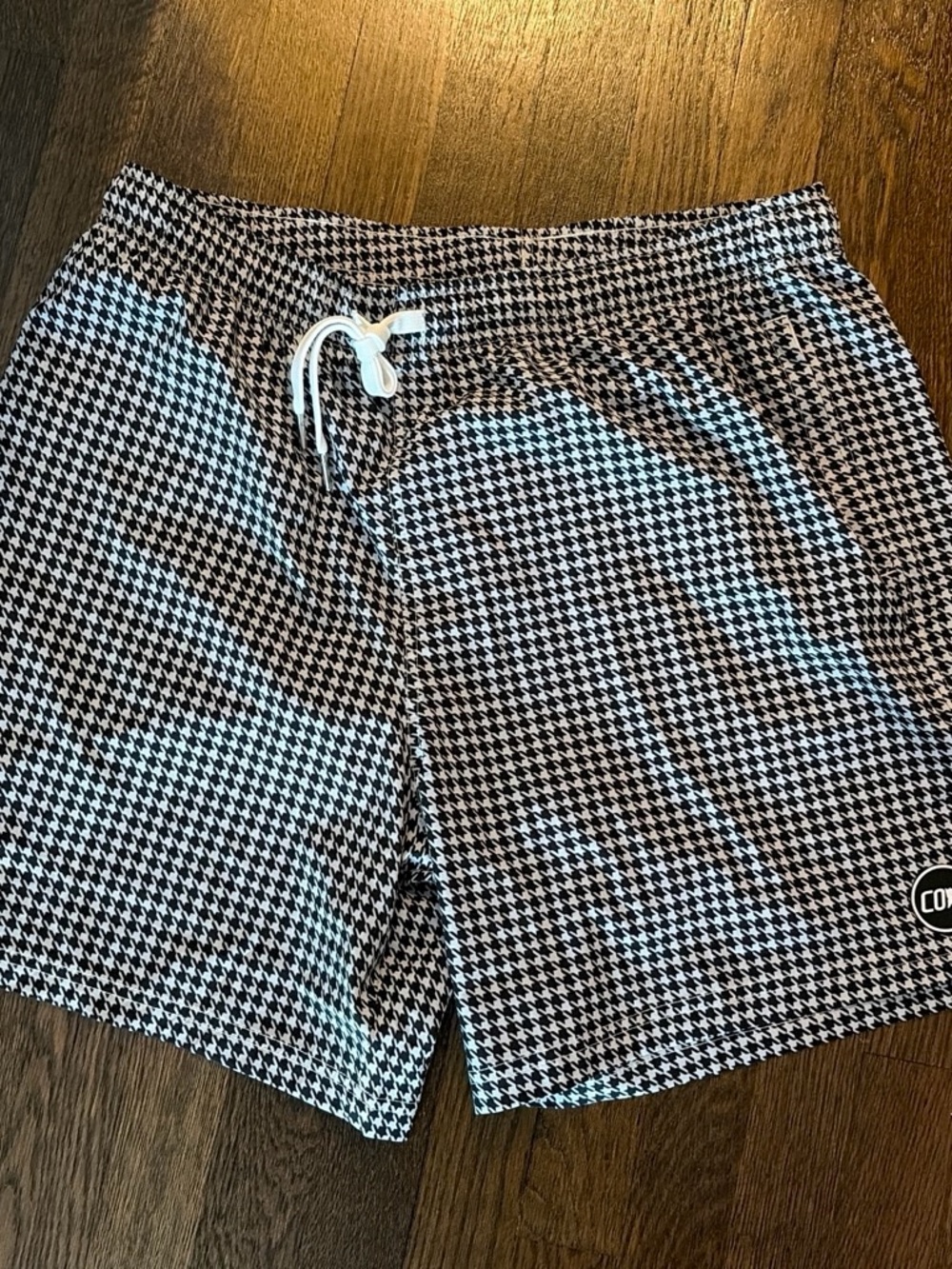 Cove Black & White Houndstooth Swim Trunks